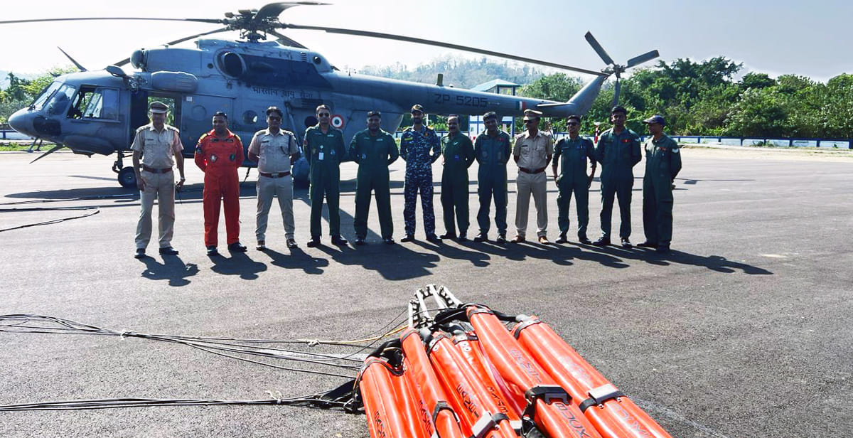 Forest Fire Helicopters in Diglipur Area Successfully Stop